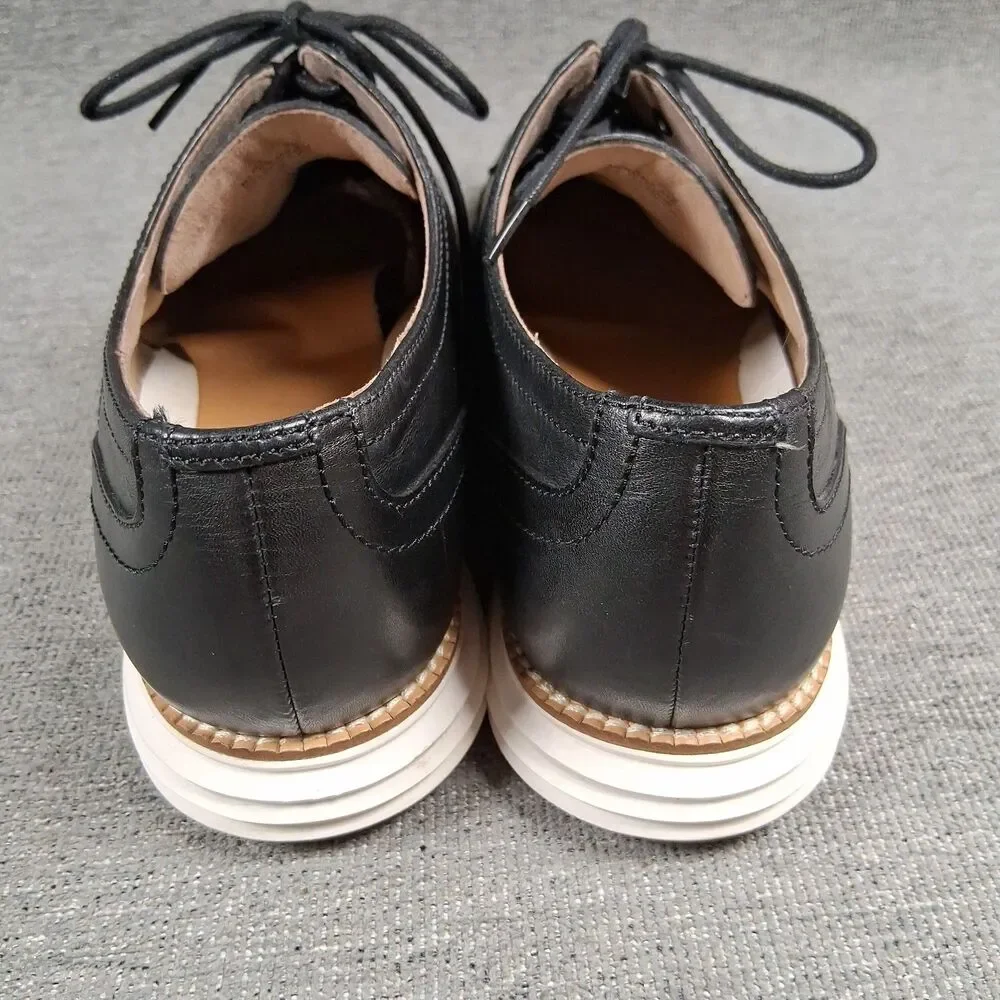 Cole Haan Grand.OS Mens Black Leather Wingtip Oxford Shoes C26469 Sz 9.5 M